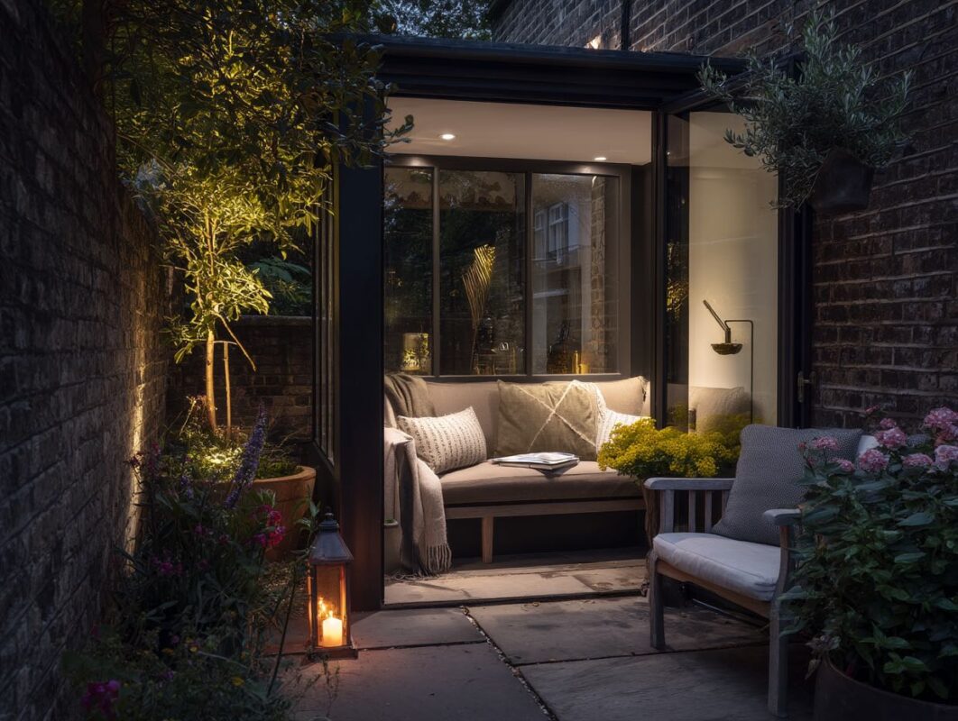 Compact outside space. A sheltered courtyard